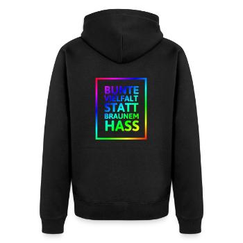 Racism Human Right Antifa Fascism Gift - Unisex Premium Organic Zip Hoodie - black - Back - Nico (187cm)
