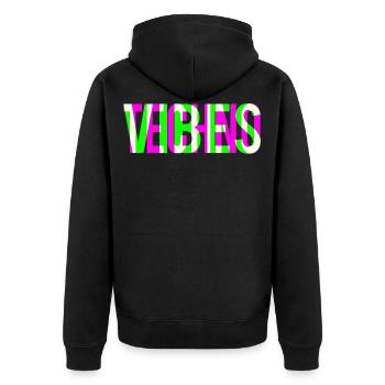TECHNO VIBES - Unisex Premium Bio Zip Hoodie - Schwarz - Hinten - Nico (187cm)
