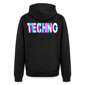 TECHNO VIKING - Unisex Premium Bio Zip Hoodie - Schwarz - Hinten - Nico (187cm)