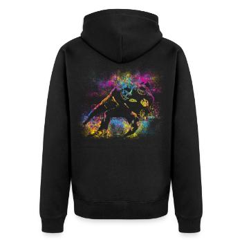 Football Colors - Unisex Premium Bio Zip Hoodie - Schwarz - Hinten - Nico (187cm)