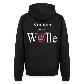 Wolle - Unisex Premium Bio Zip Hoodie - Schwarz - Hinten - Nico (187cm)