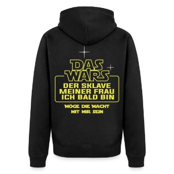 Hochzeit das war`s Sklave Jungessellenabschied - Unisex Premium Bio Zip Hoodie - Schwarz - Hinten - Nico (187cm)