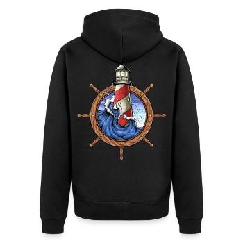 Volant de capitaine marin marin phare - Veste à capuche bio Premium Unisexe - noir - Dos - Nico (187cm)