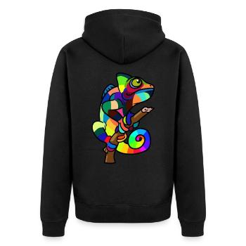 Caméléon Enfants Animaux sauvages Animaux Fantasy Nature - Veste à capuche bio Premium Unisexe - noir - Dos - Nico (187cm)