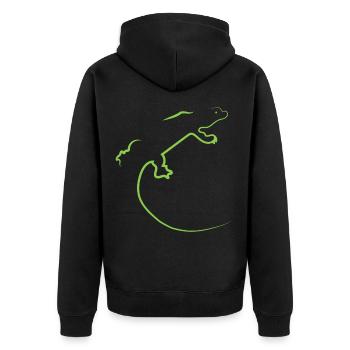 Echse - Unisex Premium Bio Zip Hoodie - Schwarz - Hinten - Nico (187cm)