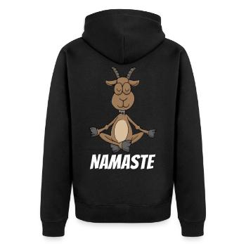 Namaste Yoga Goat Meditation Yogi Zen Gift - Unisex Premium Organic Zip Hoodie - black - Back - Nico (187cm)