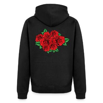 Roses Amour Saint-Valentin Fête des Mères Fleurs Amour - Veste à capuche bio Premium Unisexe - noir - Dos - Nico (187cm)