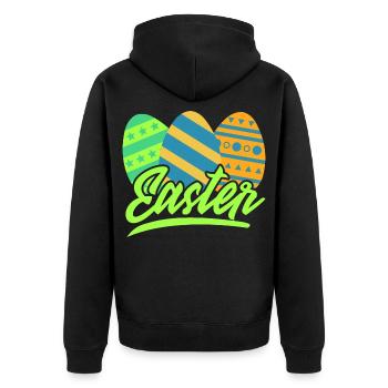 Ostern - Unisex Premium Bio Zip Hoodie - Schwarz - Hinten - Nico (187cm)