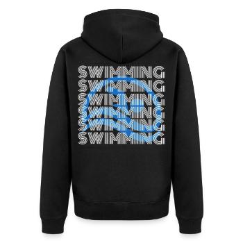 Schwimmen - Unisex Premium Bio Zip Hoodie - Schwarz - Hinten - Nico (187cm)