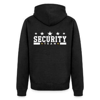 L’équipe de sécurité | Vêtements d’équipe Club Bar Cadeau - Veste à capuche bio Premium Unisexe - noir - Dos - Nico (187cm)