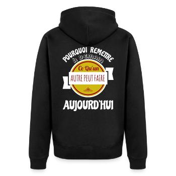Citation Drôle • Aujourd´hui • Cadeaux - Veste à capuche bio Premium Unisexe - noir - Dos - Nico (187cm)