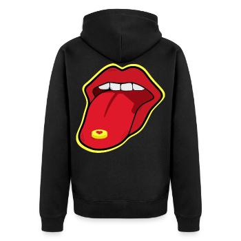 Techno XTC MDMA Pill Ecstasy Clubbing Gift - Unisex Premium Organic Zip Hoodie - black - Back - Nico (187cm)