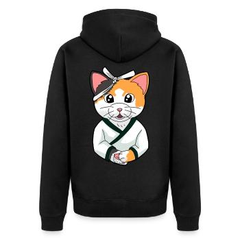 Sushi Katze Kimono Asien Fantasy Länder Japan süß - Unisex Premium Bio Zip Hoodie - Schwarz - Hinten - Nico (187cm)