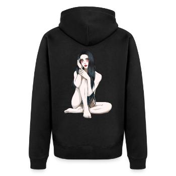 Vampir nackte Frau Dark Grufti Gothic Sex - Unisex Premium Bio Zip Hoodie - Schwarz - Hinten - Nico (187cm)