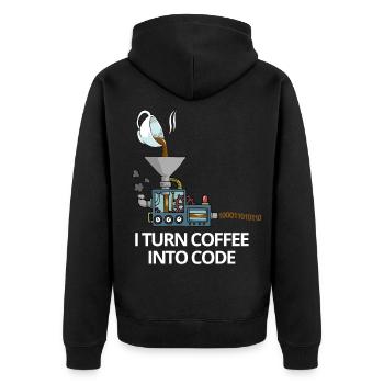 Programmeur de café en code informatique cadeau - Veste à capuche bio Premium Unisexe - noir - Dos - Nico (187cm)