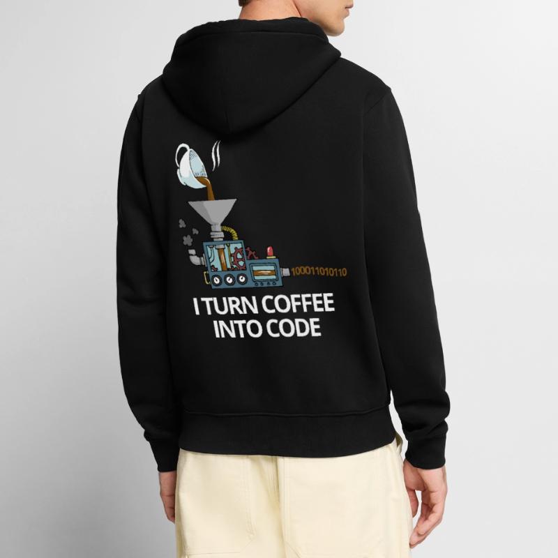 Programmeur de café en code informatique cadeau Veste à capuche bio Premium Unisexe