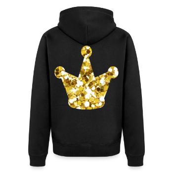 König Krone Gold - Unisex Premium Bio Zip Hoodie - Schwarz - Hinten - Nico (187cm)