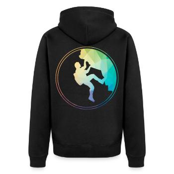 Kletterer klettern Geschenk Felsklettern Berg Wand - Unisex Premium Bio Zip Hoodie - Schwarz - Hinten - Nico (187cm)