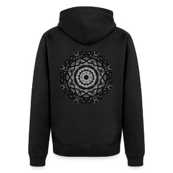 Classic Mandala No.1 - Unisex Premium Organic Zip Hoodie - black - Back - Nico (187cm)