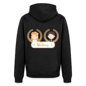 Hochzeit Brautpaar Geschenk Braut Bräutigam Heirat - Unisex Premium Bio Zip Hoodie - Schwarz - Hinten - Nico (187cm)