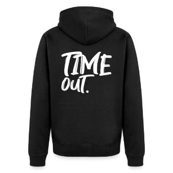 Drôle de déclaration t-shirt pause - Veste à capuche bio Premium Unisexe - noir - Dos - Nico (187cm)
