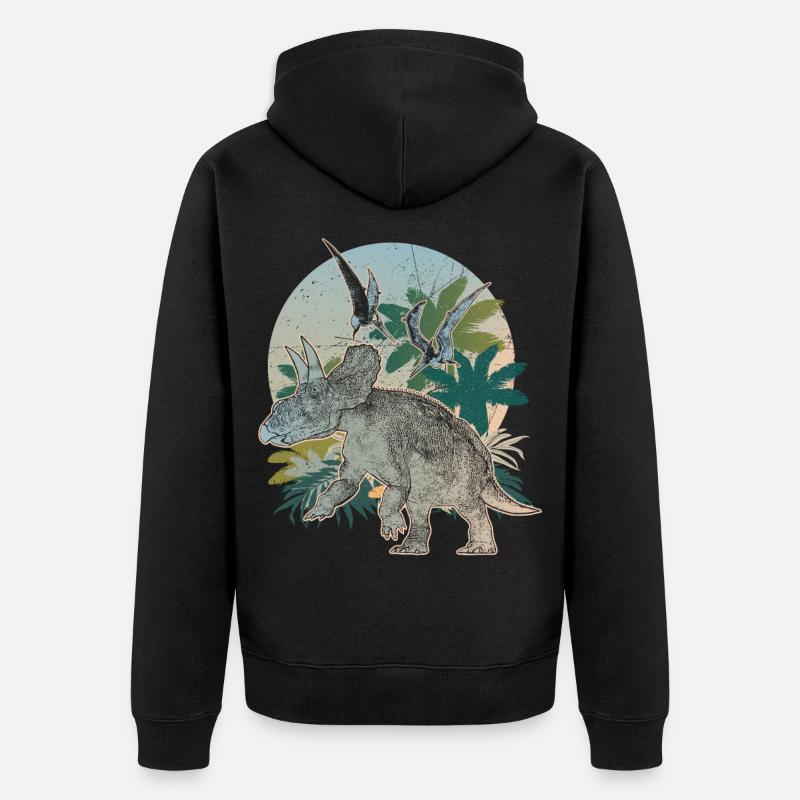 Dicératops primitif dinosaure herbivore - Veste à capuche bio Premium Unisexe - noir