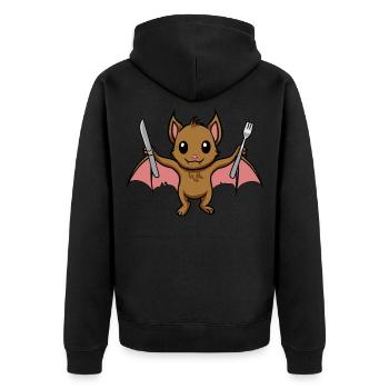 Mignon bébé chauve-souris Faim Repas - Veste à capuche bio Premium Unisexe - noir - Dos - Nico (187cm)