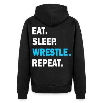 Eat Sleep Wrestle Repeat 1- Wrestling, Wrestle - Veste à capuche bio Premium Unisexe - noir - Dos - Nico (187cm)