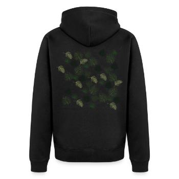Jungle Palmenblätter - Unisex Premium Bio Zip Hoodie - Schwarz - Hinten - Nico (187cm)