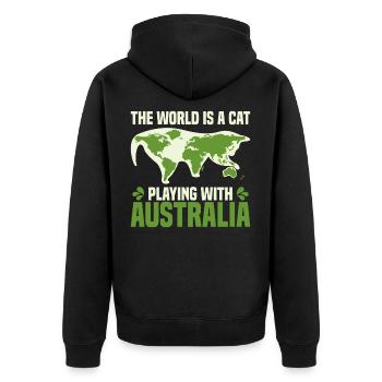 Chat boule de jeu carte du monde continents mème cadeau - Veste à capuche bio Premium Unisexe - noir - Dos - Nico (187cm)