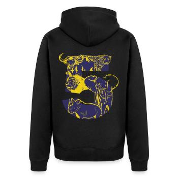 big five, afirka, safari, vacances, animaux - Veste à capuche bio Premium Unisexe - noir - Dos - Nico (187cm)