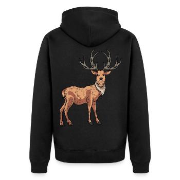 Hirsch in Retro Vintage Style - Unisex Premium Bio Zip Hoodie - Schwarz - Hinten - Nico (187cm)