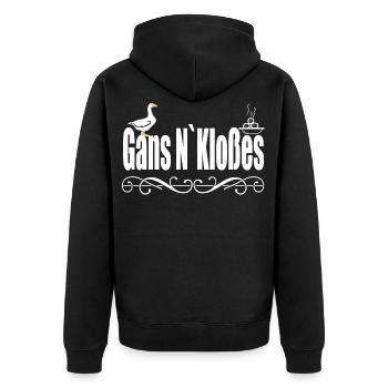Goose and dumpling, chef kitchen humor shirt gift - Unisex Premium Organic Zip Hoodie - black - Back - Nico (187cm)