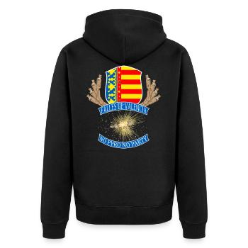 Pyro Feuerwerk Falles Valencia Flagge Party - Unisex Premium Bio Zip Hoodie - Schwarz - Hinten - Nico (187cm)