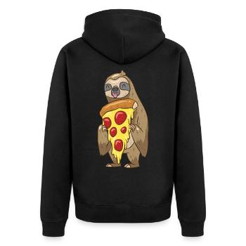 Sloth Loves Pizza Animal Friends Gift - Unisex Premium Organic Zip Hoodie - black - Back - Nico (187cm)
