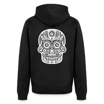 totenkopf - Unisex Premium Bio Zip Hoodie - Schwarz - Hinten - Nico (187cm)
