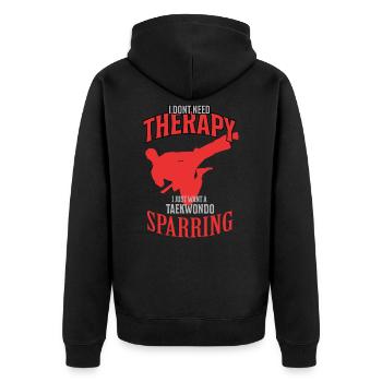 Dearadh Bronntanais Taekwondo Sparring - Unisex Premium Bio Zip Hoodie - Schwarz - Hinten - Nico (187cm)