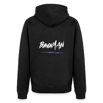 BavaMAN - Unisex Premium Bio Zip Hoodie - Schwarz - Hinten - Nico (187cm)