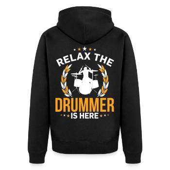 Schlgagener Music Instrument Relax - Unisex Premium Organic Zip Hoodie - black - Back - Nico (187cm)