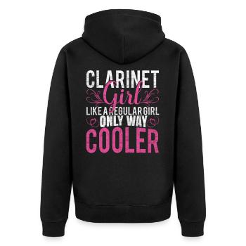 clarinet - Unisex Premium Organic Zip Hoodie - black - Back - Nico (187cm)