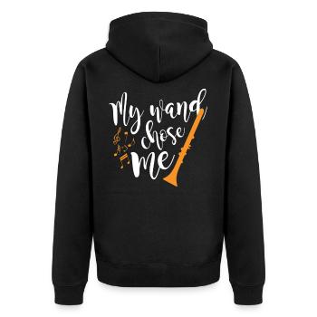 Klarinette - Unisex Premium Bio Zip Hoodie - Schwarz - Hinten - Nico (187cm)