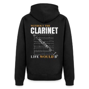 Klarinette - Unisex Premium Bio Zip Hoodie - Schwarz - Hinten - Nico (187cm)