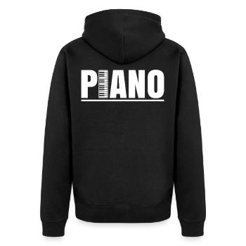 Piano - Unisex Premium Bio Zip Hoodie - Schwarz - Hinten - Nico (187cm)
