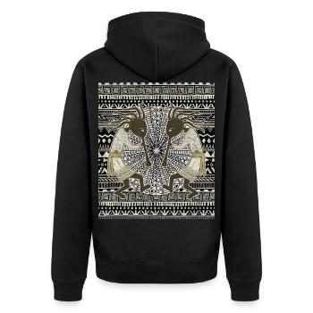 Native American Kokopelli Musicans - Mandala 1 - Unisex Premium Organic Zip Hoodie - black - Back - Nico (187cm)