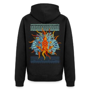 Native American Kokopelli Musicans - Sun Border 1 - Unisex Premium Bio Zip Hoodie - Schwarz - Hinten - Nico (187cm)