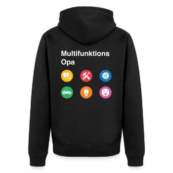 Multifunktions Opa Geschenk bester Opa - Unisex Premium Bio Zip Hoodie - Schwarz - Hinten - Nico (187cm)