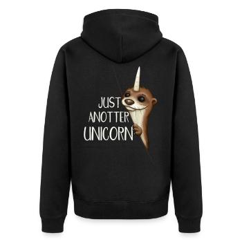 Anotter Unicorn Otter Unicorn Klamauk Crossover - Unisex Premium Organic Zip Hoodie - black - Back - Nico (187cm)