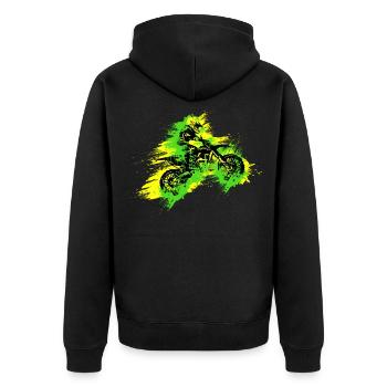 Motocross Rider - Unisex Premium Bio Zip Hoodie - Schwarz - Hinten - Nico (187cm)
