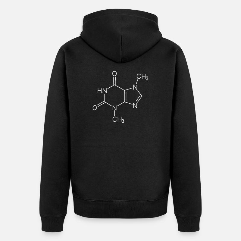Idée de cadeau pour la chimie des molécules de théobromine Geek - Veste à capuche bio Premium Unisexe - noir