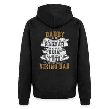 Viking Father Wise Like Odin Stark Like Thor - Unisex Premium Organic Zip Hoodie - black - Back - Nico (187cm)
